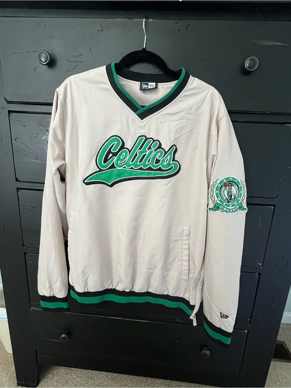 New Era Beige and Green Boston Celtics Pullover